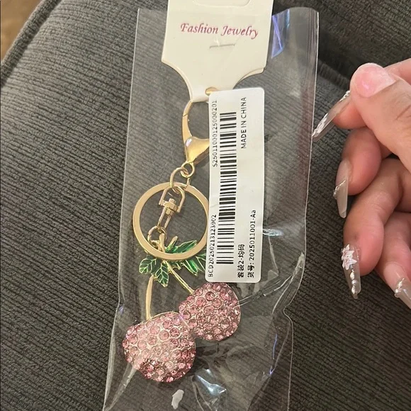 Fashion Jewelry Pink Cherry Keychain - Picture 1 of 1